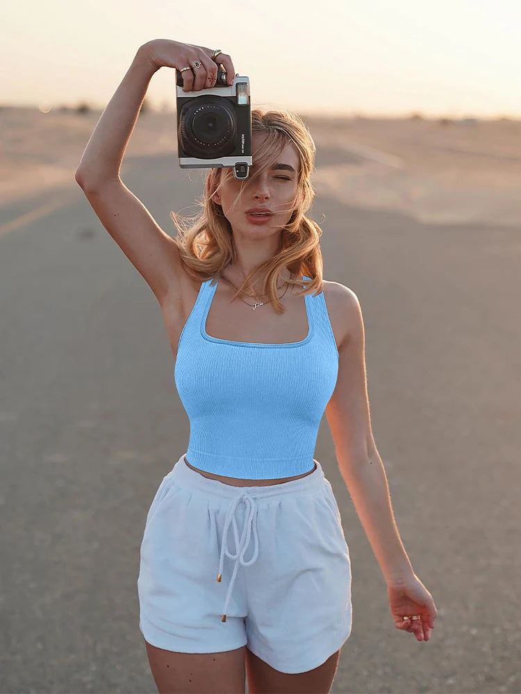 Solid Square Neck Tank Top