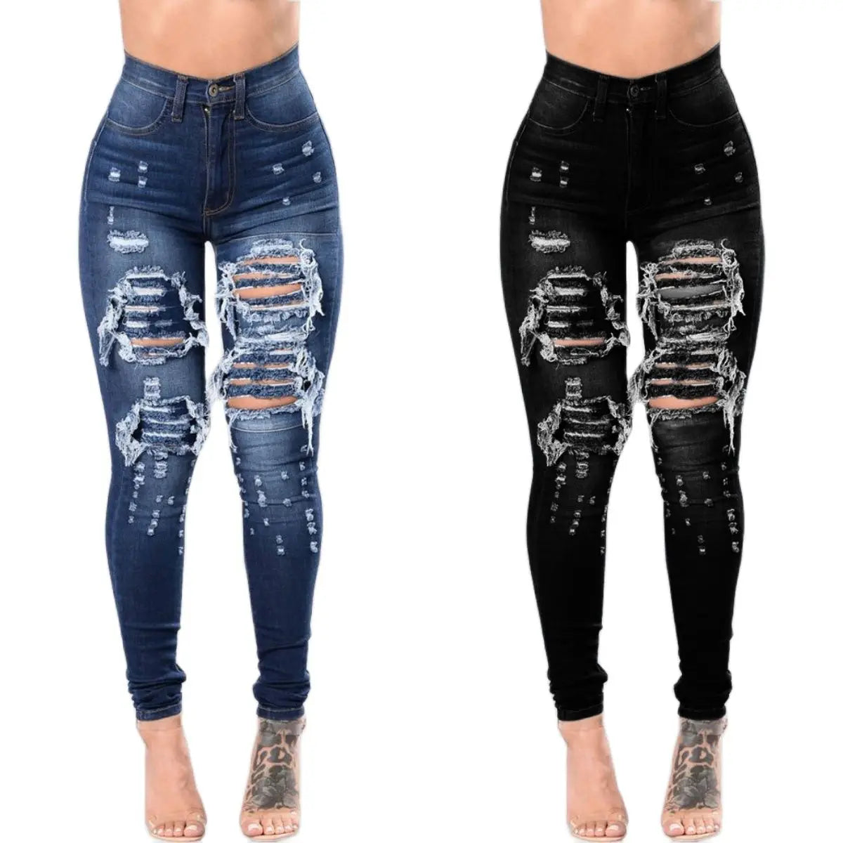 Autumn High Waist Ripped Jeans