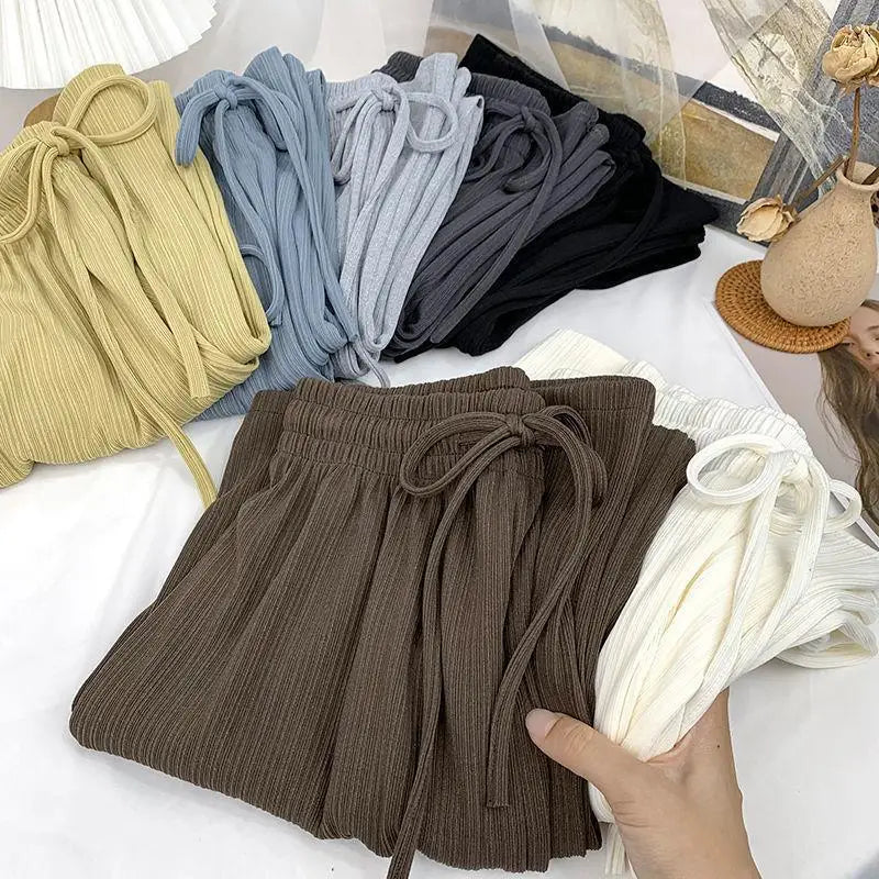 Women's Vertical Stripe Ice Silk Wide Leg Pants
