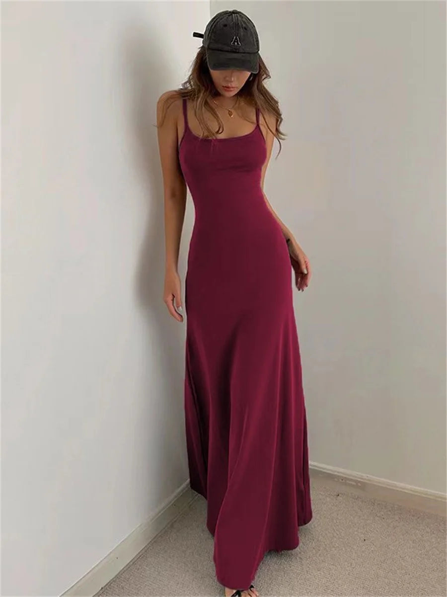 Spaghetti Strap Split Sheath Dress