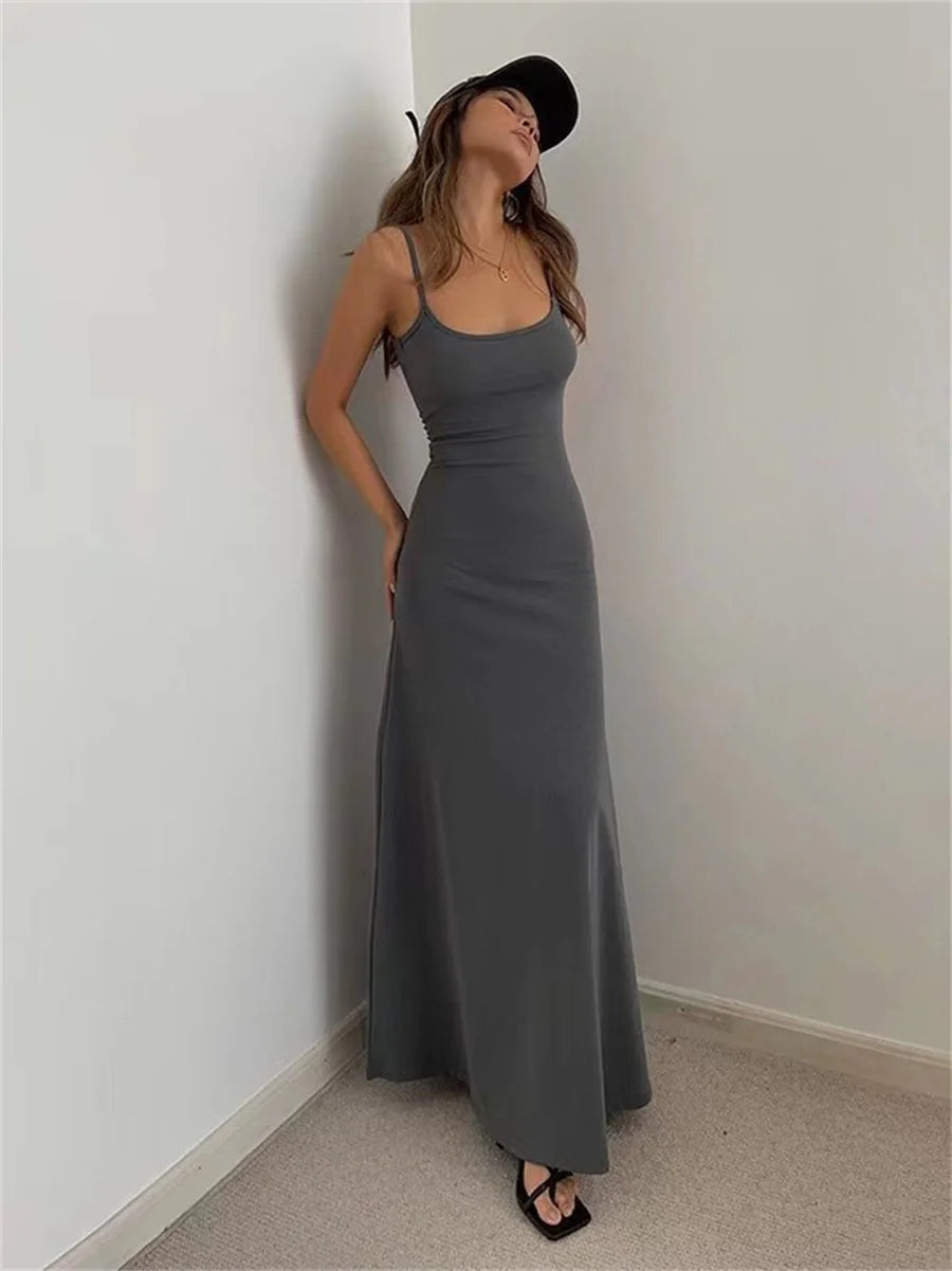 Spaghetti Strap Split Sheath Dress