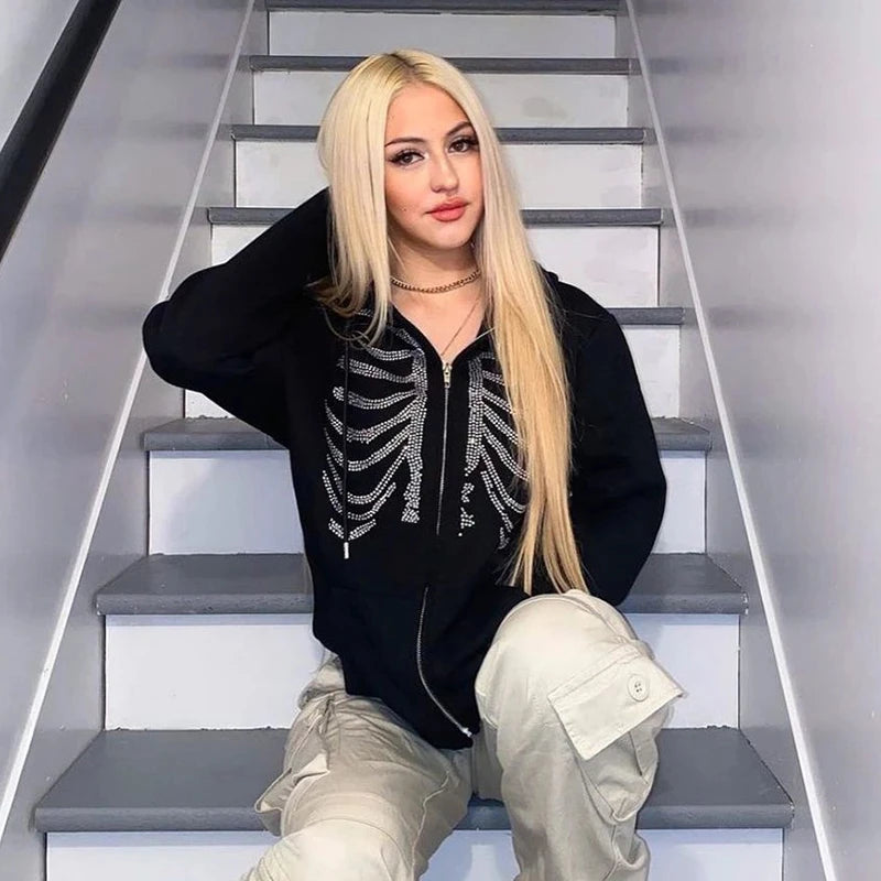 Rhinestone Skeleton Hoodies